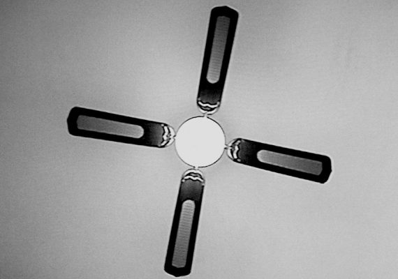 Rotating fan as seen from rotating bed